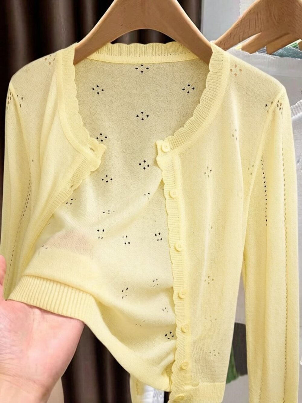 Yellow Casual Women's Lightweight Knit Cardigan